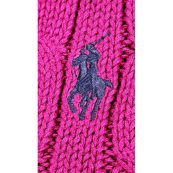 Ralph Lauren Sport Womens Pink Fushia Sweater Size Large BluePony Cable Knit Top - Picture 4 of 10